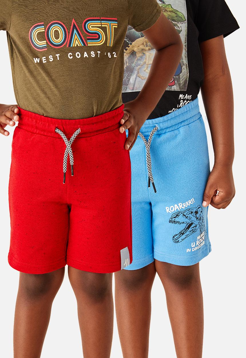 Flyersunion - 2 pack fleece short - maroon & blue