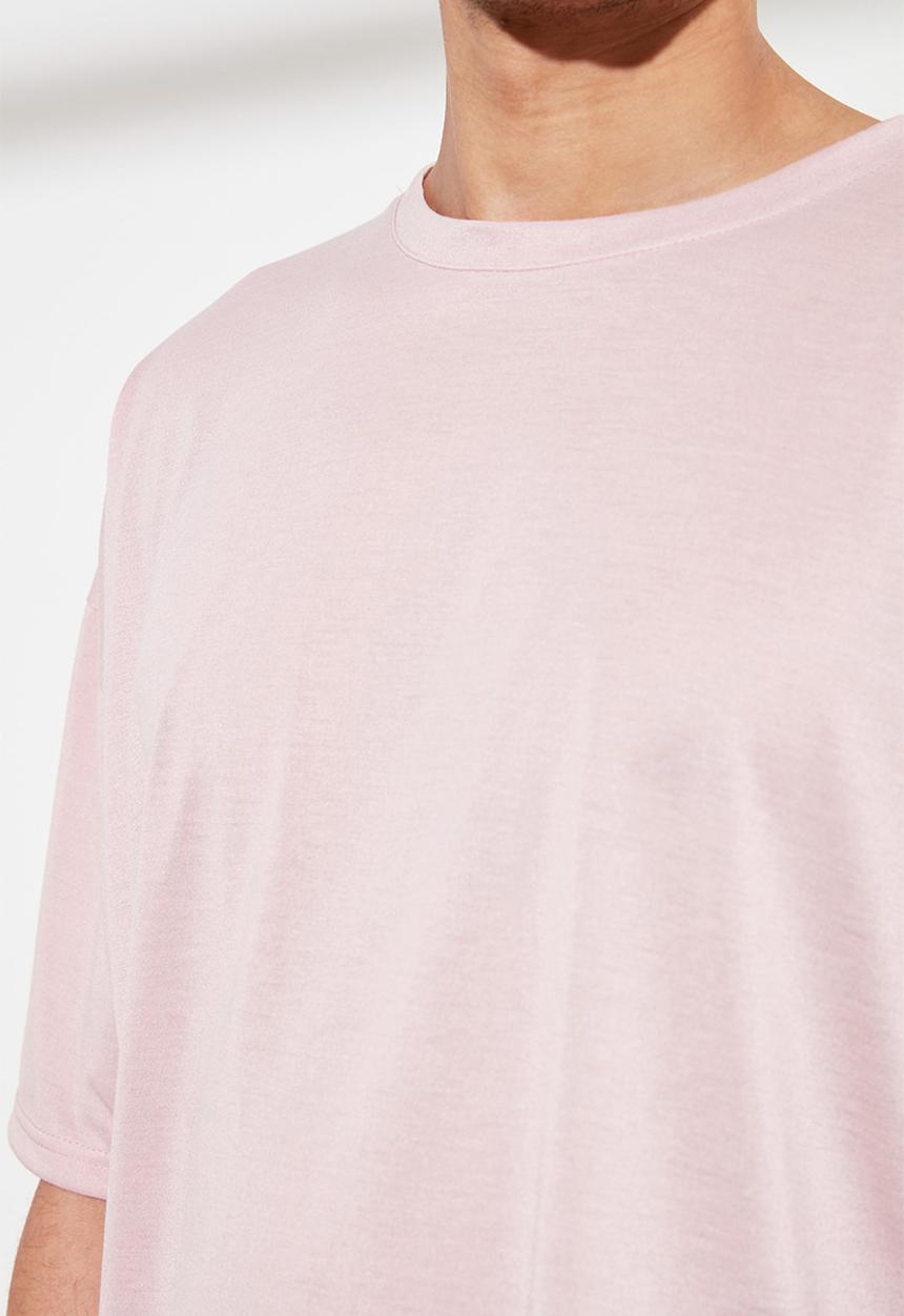 Trendyol - Drop shoulder short sleeve tee - pink