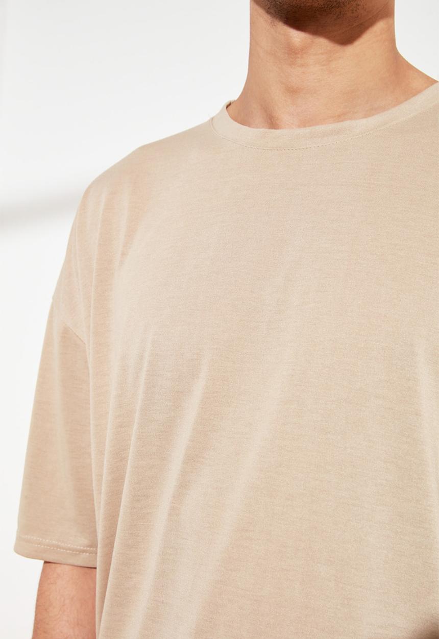 Trendyol - Drop shoulder short sleeve tee - stone