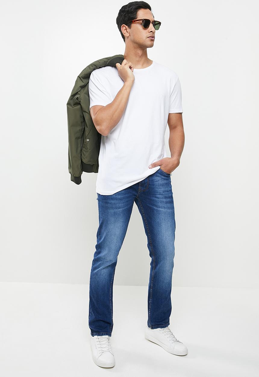 GUESS - Mid wash slim straight jeans - mid blue