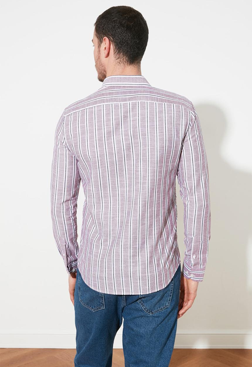 Trendyol - Stripe long sleeve shirt - burgundy