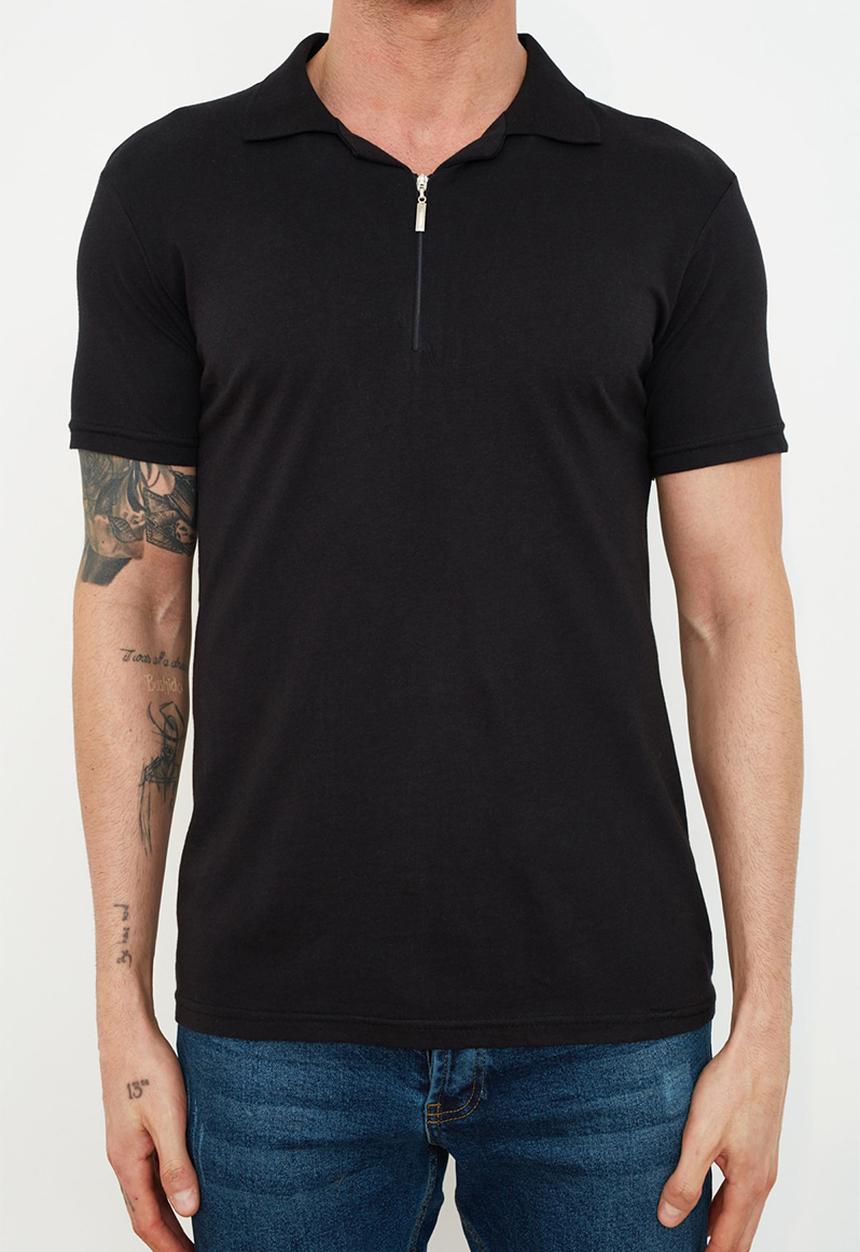 Trendyol - Zip up short sleeve golfer- black