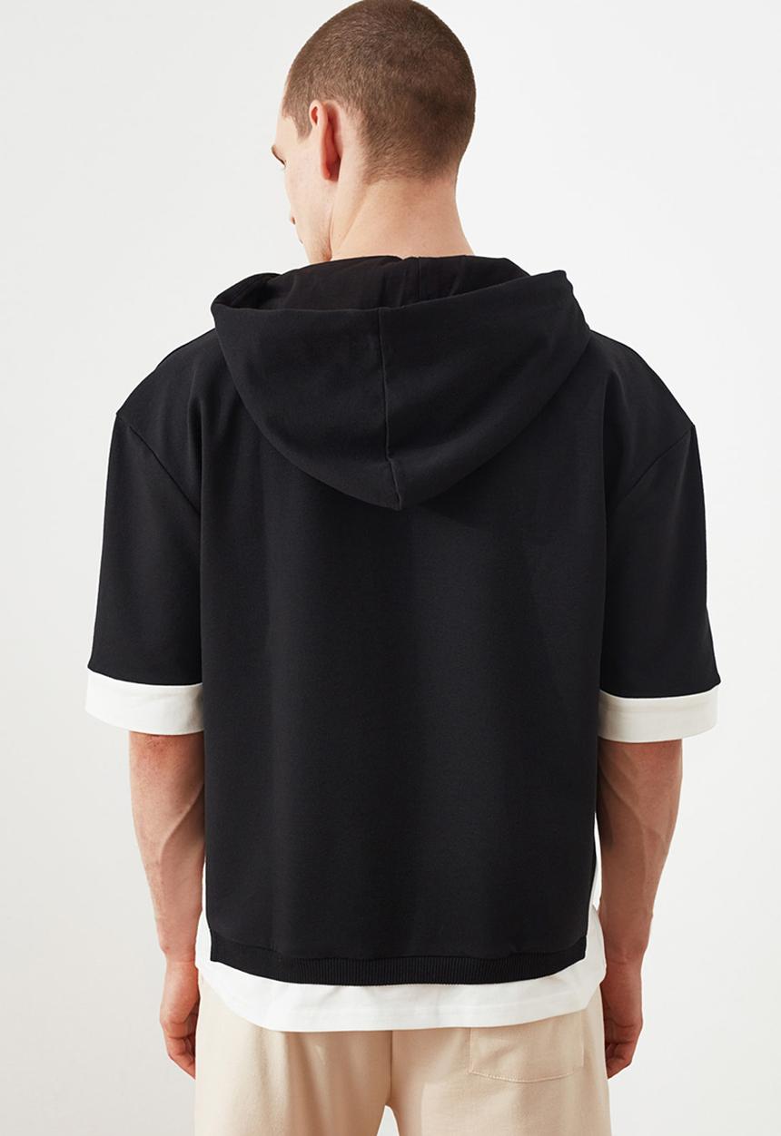 Trendyol - Half sleeve hooded sweater - black