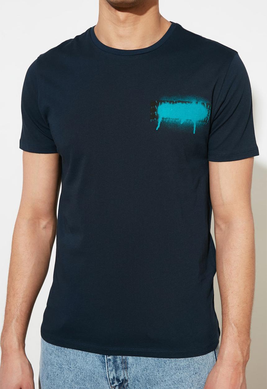 Trendyol - Chest print short sleeve tee - navy