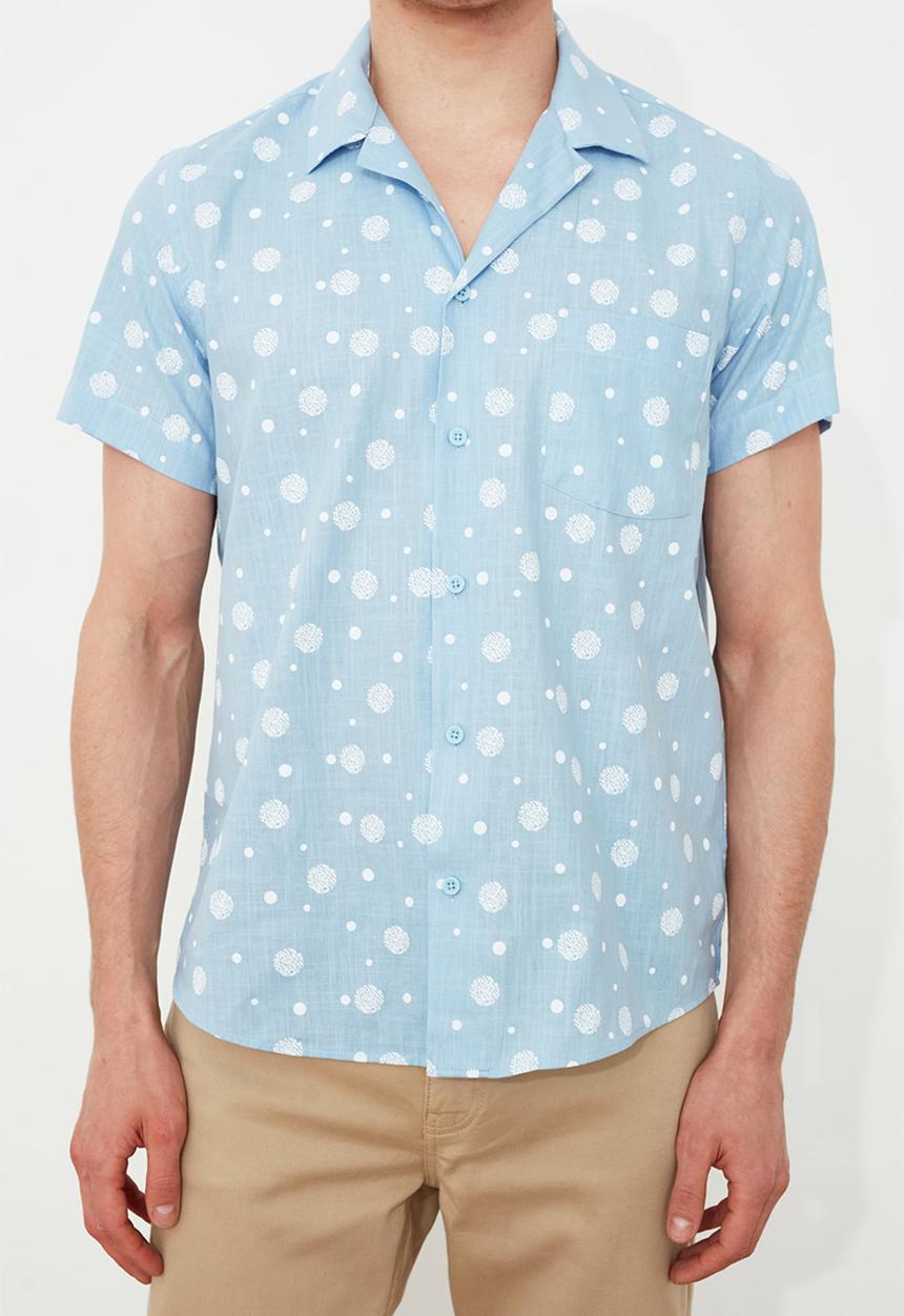 Trendyol - Printed short sleeve shirt - blue