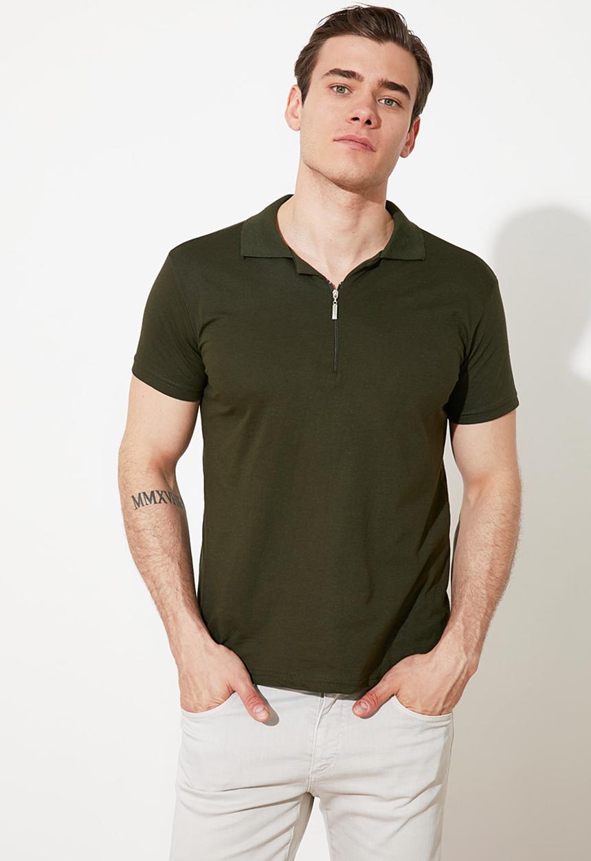 Trendyol - Zip up short sleeve golfer - khaki