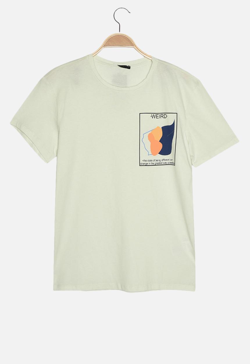 Trendyol - Chest print short sleeve tee - mint