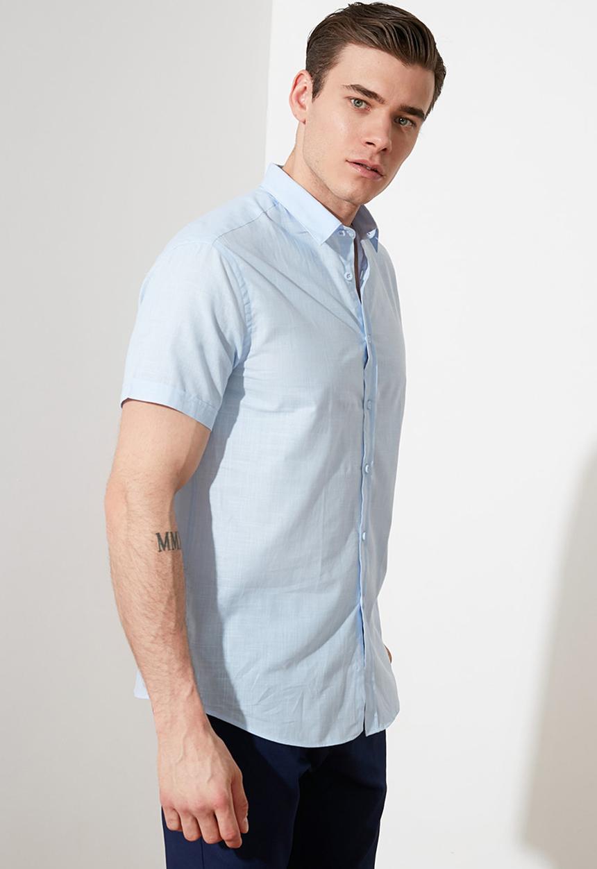 Trendyol - Plain short sleeve shirt - blue