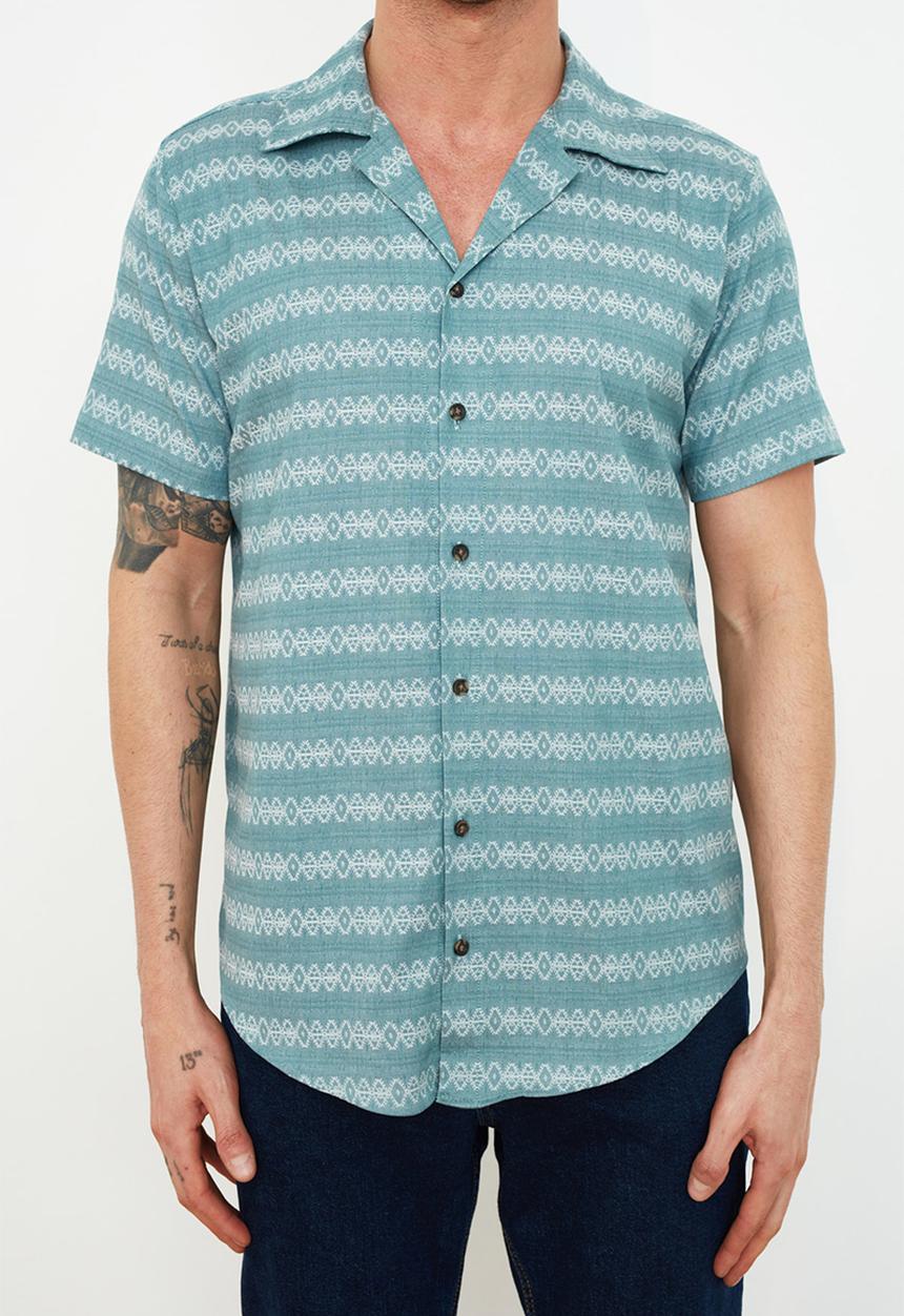 Trendyol - Printed short sleeve shirt - blue