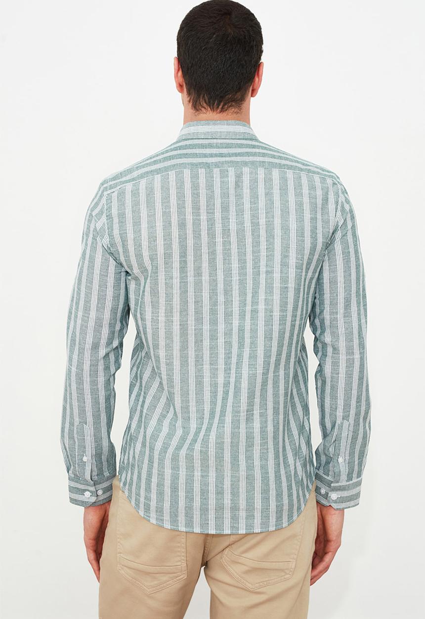 Trendyol - Stripe long sleeve shirt - green