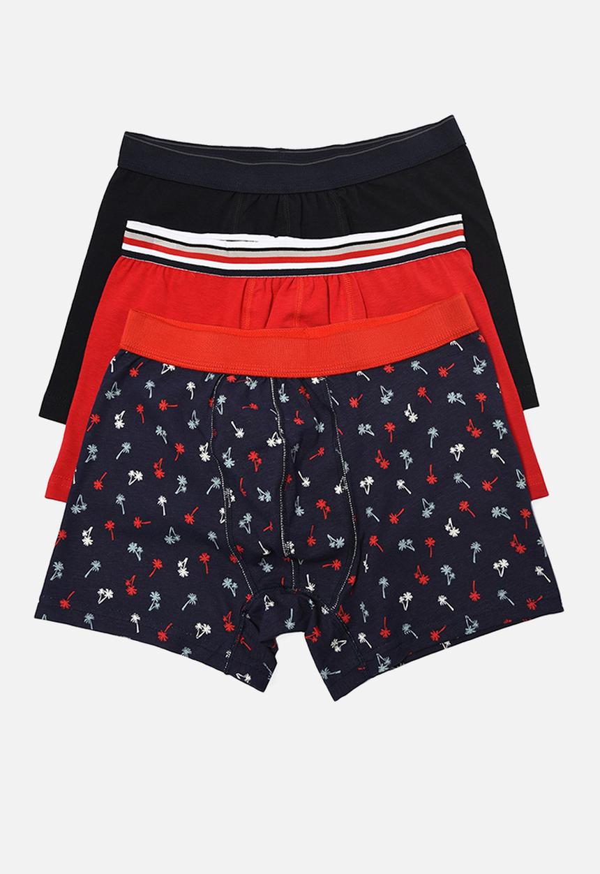 Trendyol - Printed 3 pack boxer shorts - navy/red/black