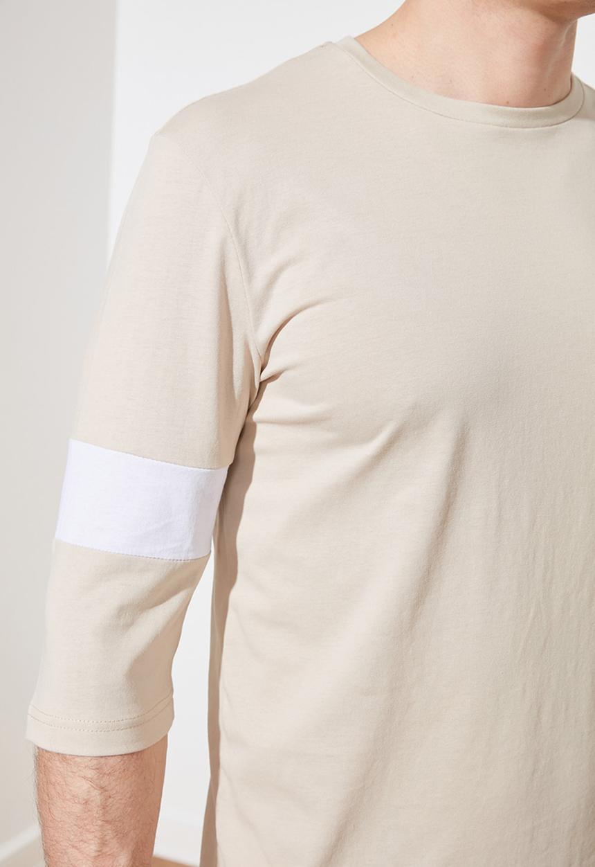 Trendyol - Half sleeve stripe tee - beige