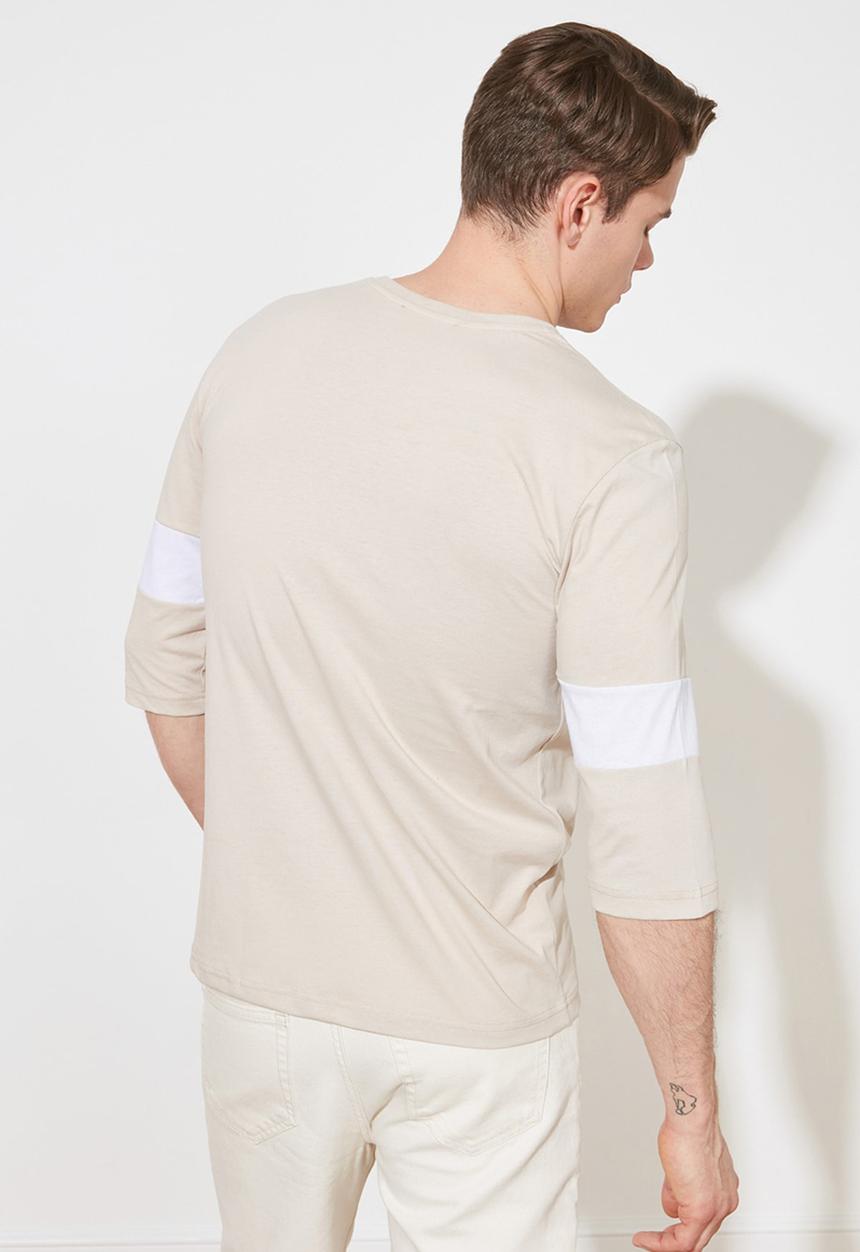 Trendyol - Half sleeve stripe tee - beige
