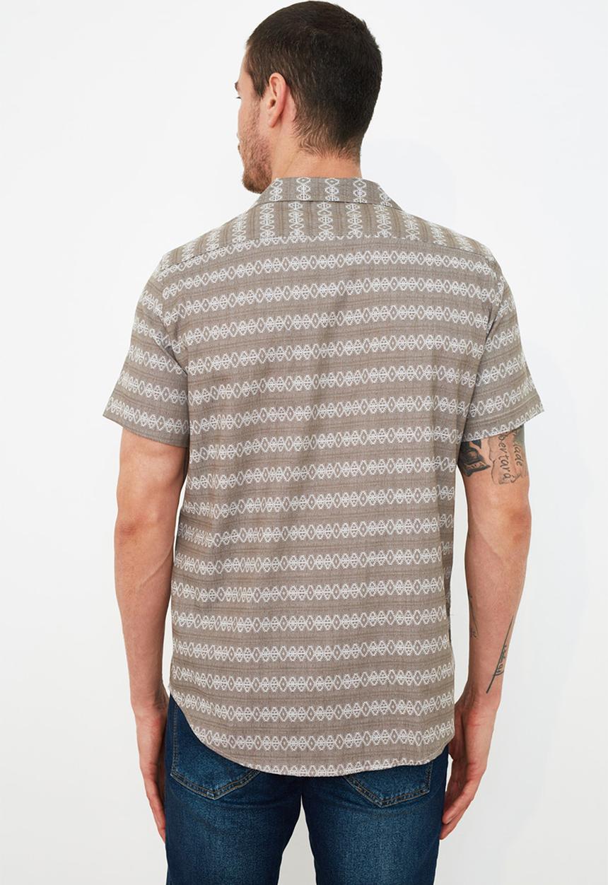 Trendyol - Printed short sleeve shirt - brown