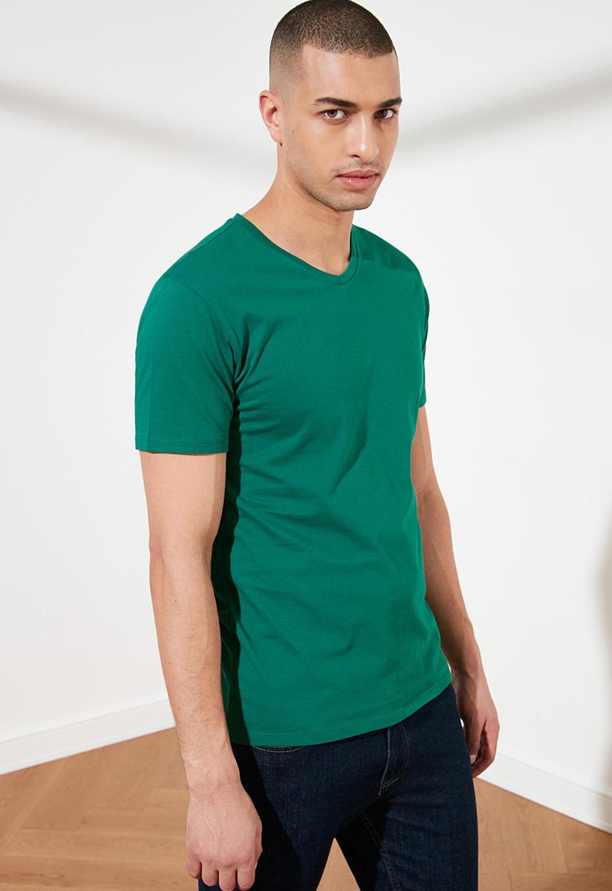 Trendyol - Plain short sleeve tee - green