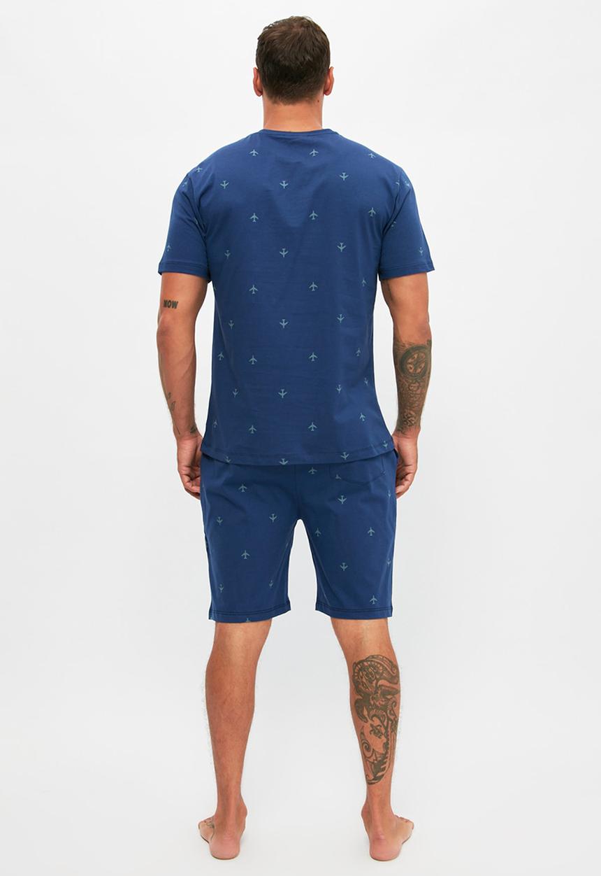 Trendyol - Short sleeve shirt & shorts sleep set - navy