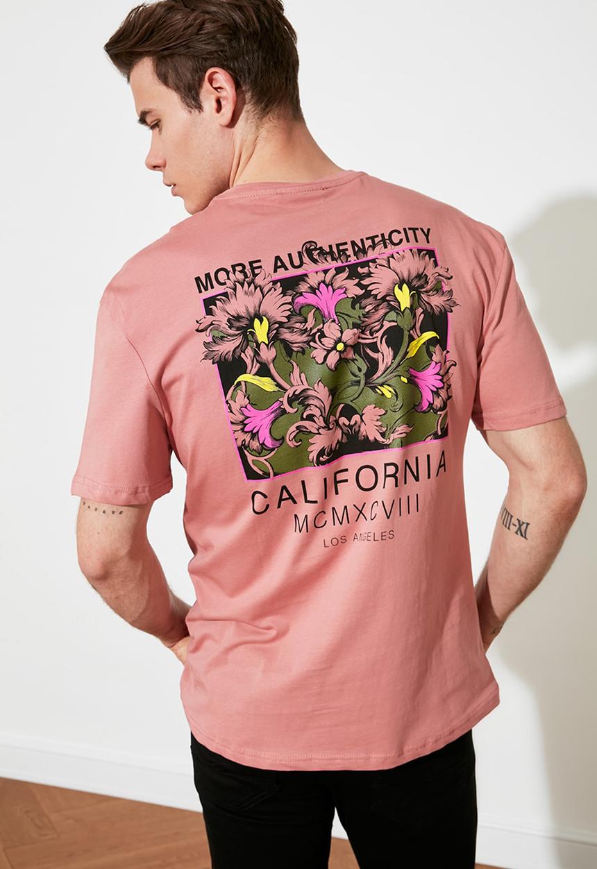 Trendyol - Back print short sleeve tee - rose