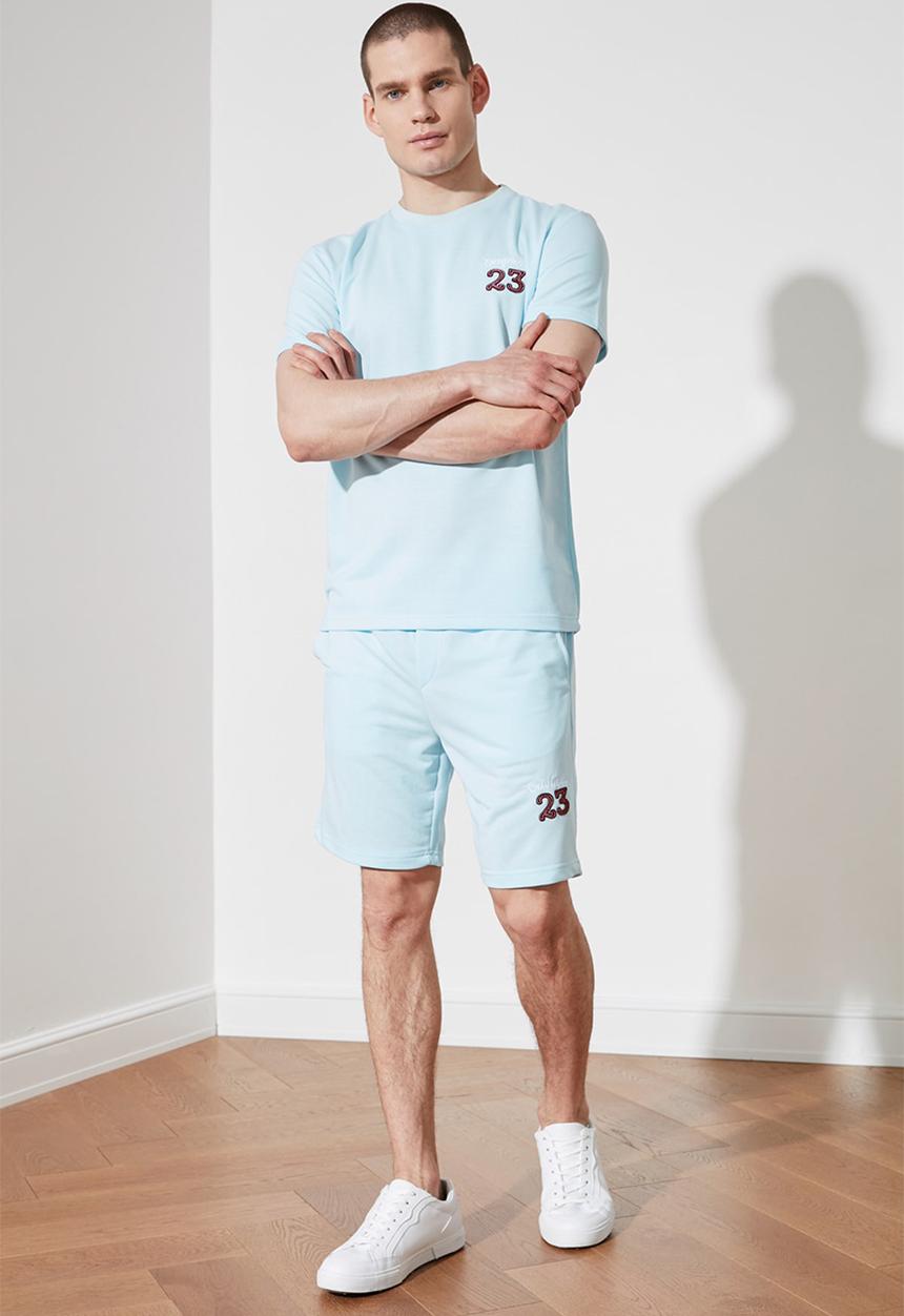 Trendyol - Chest printed sweatsuit - blue