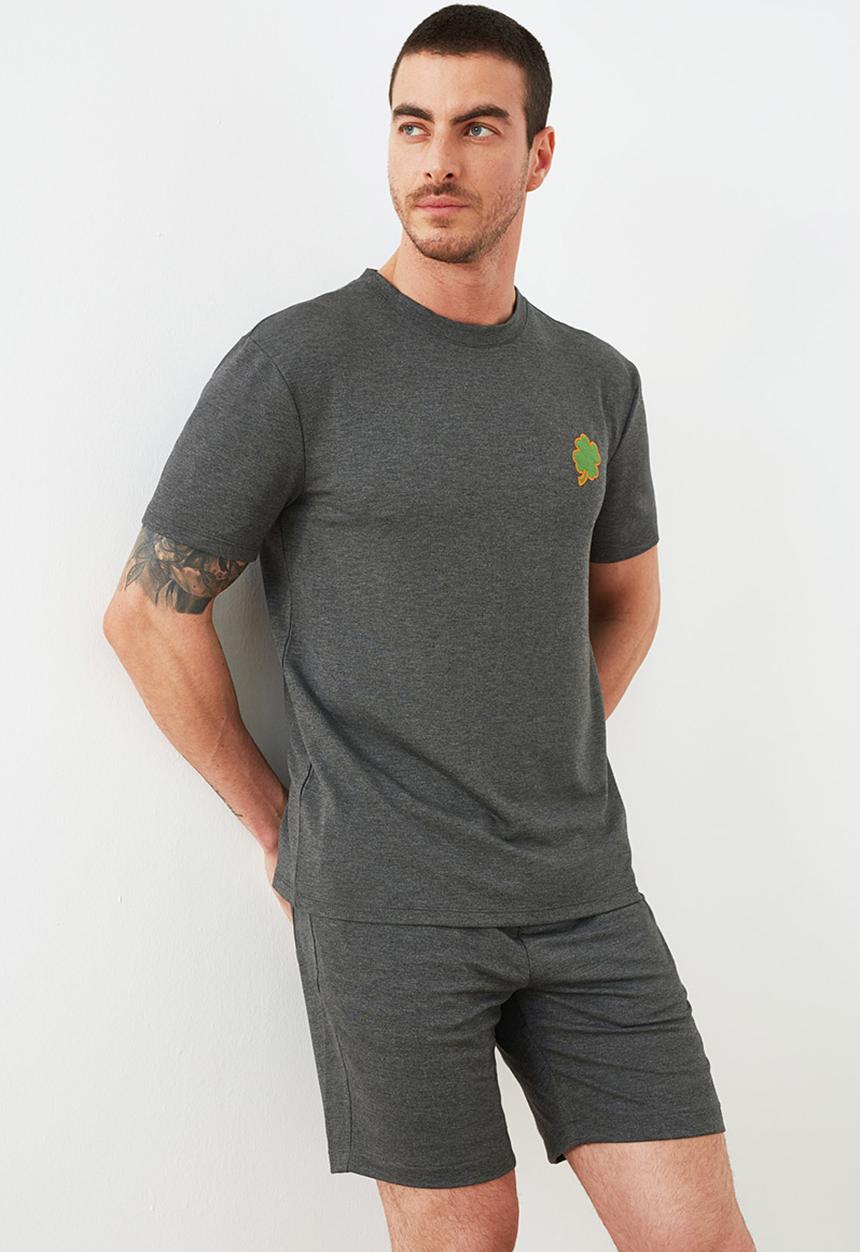 Trendyol - Chest printed sweatsuit - grey