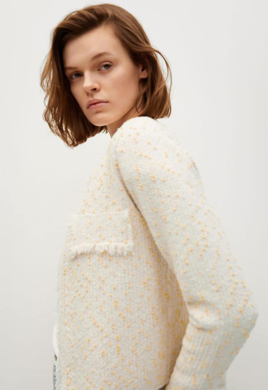 MANGO - Cardigan mikado - light beige