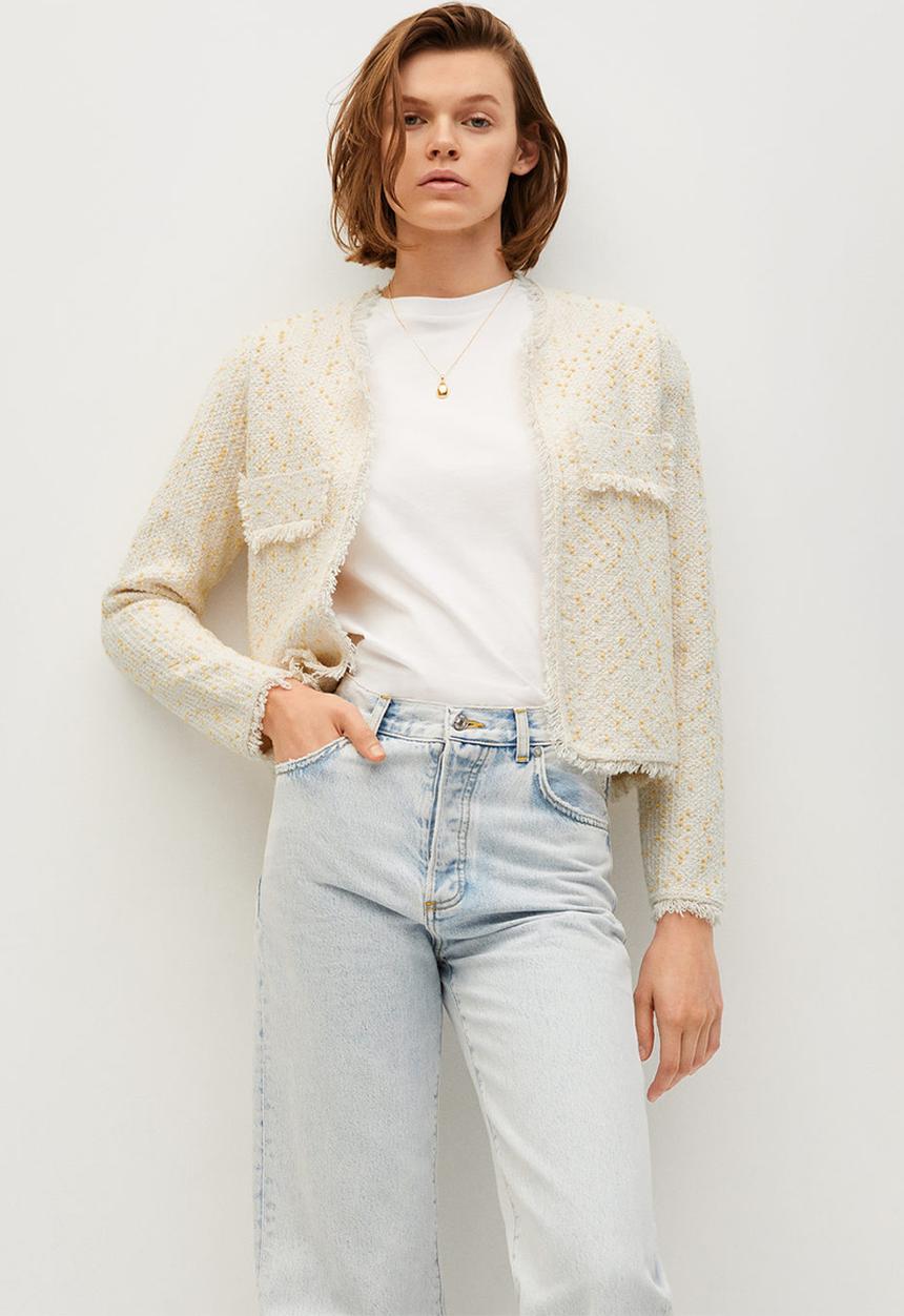 MANGO - Cardigan mikado - light beige