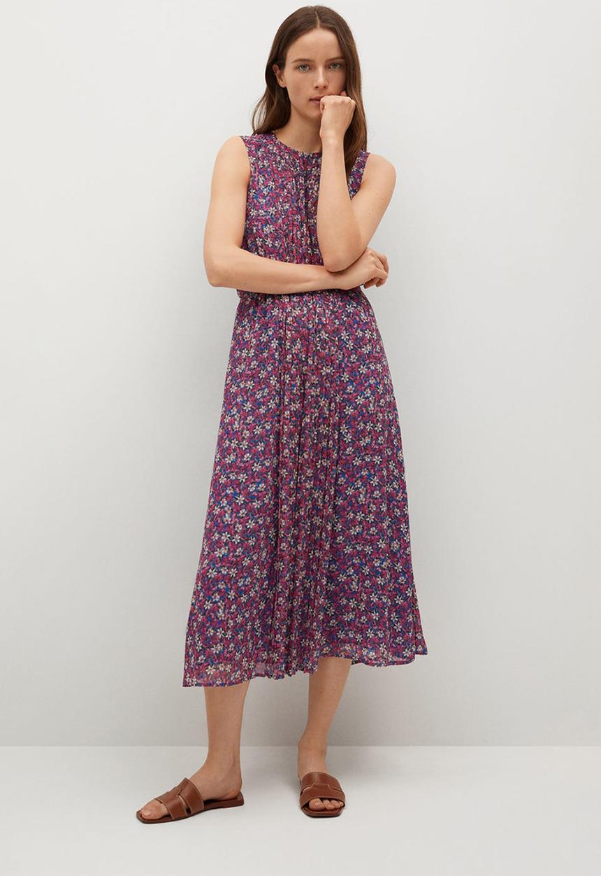 MANGO - Dress mina - pink & blue