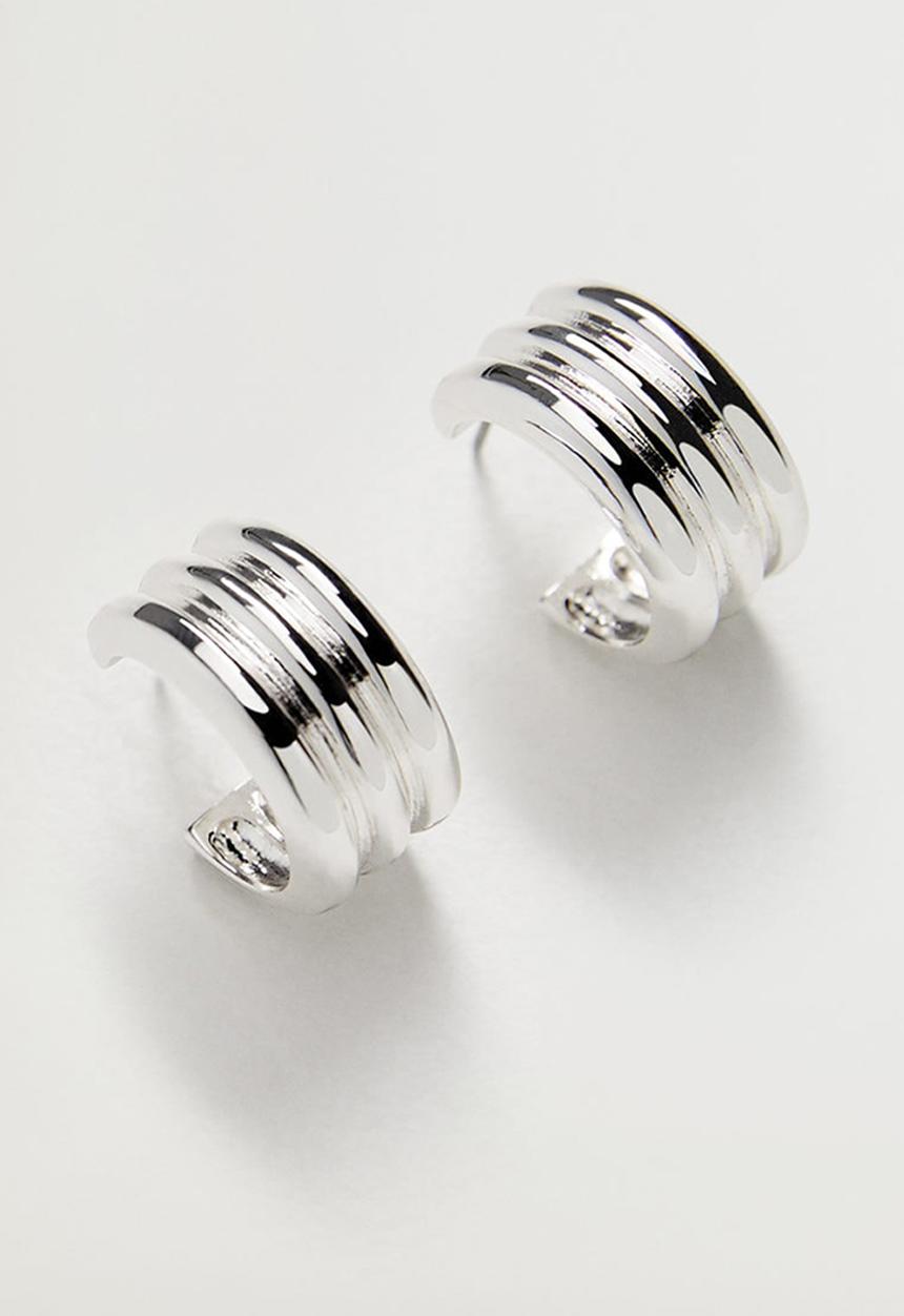 Violeta by Mango - Embossed hoop earrings - silver 