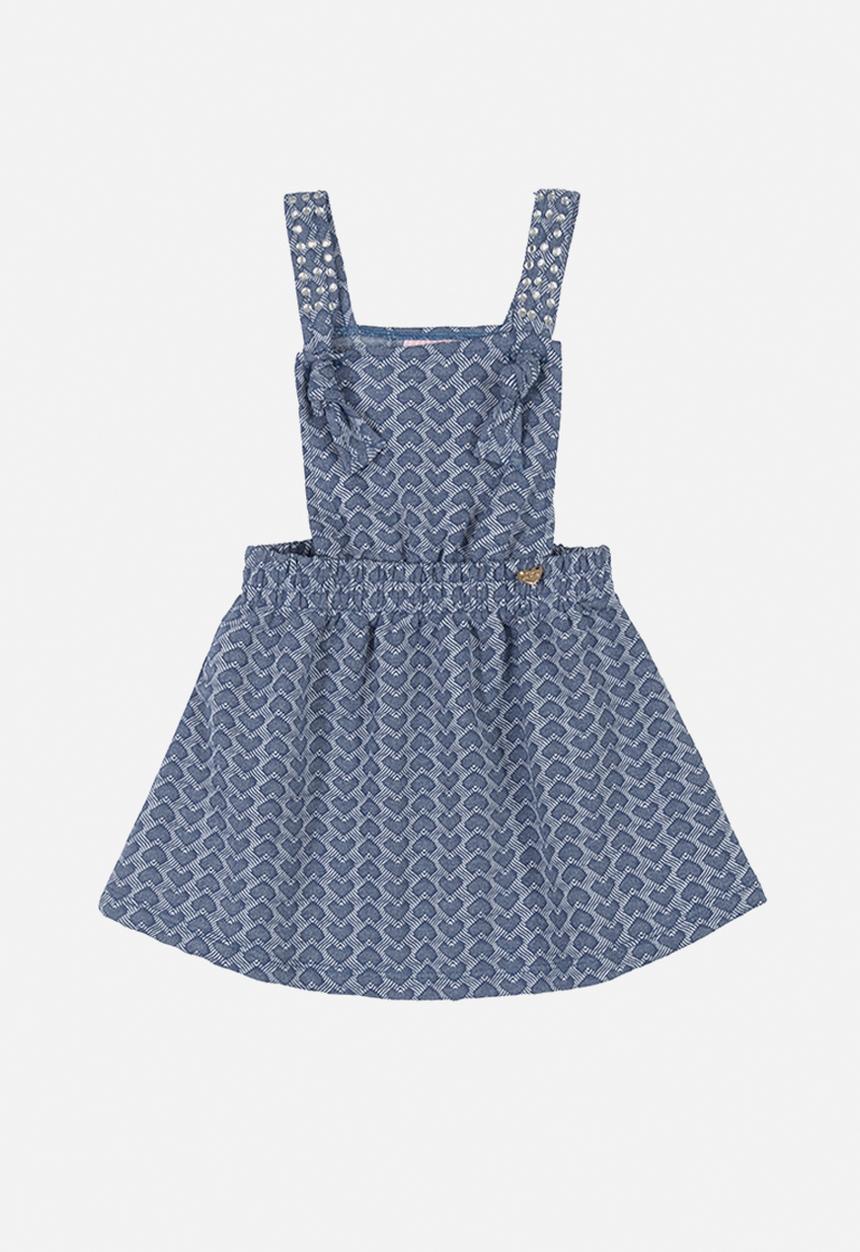 Quimby - Baby girls denim pinafore & tee set - white & blue