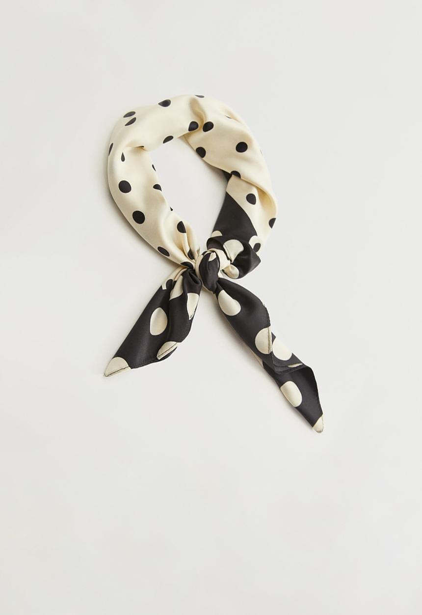 MANGO - Lalo neck scarf - beige & black 