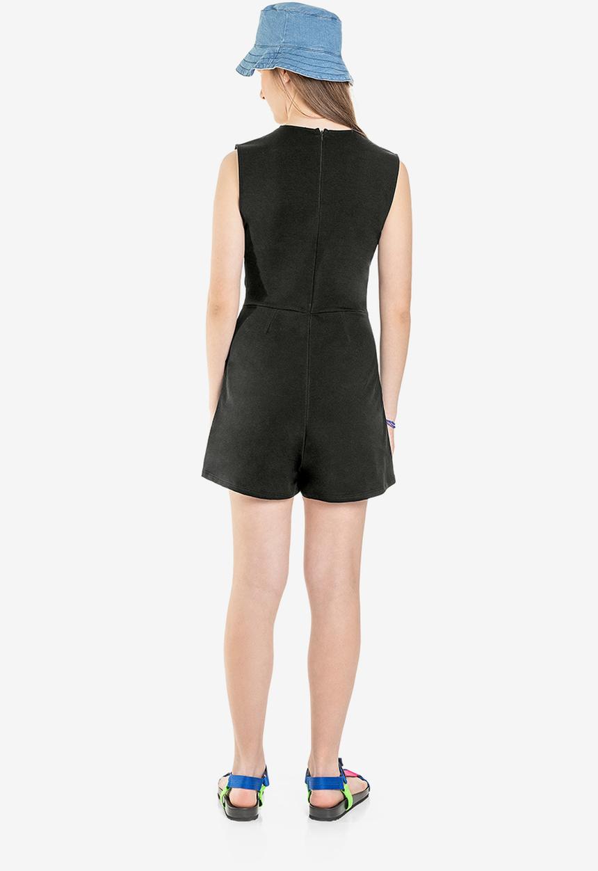 Gloss - Girls sweat playsuit - black