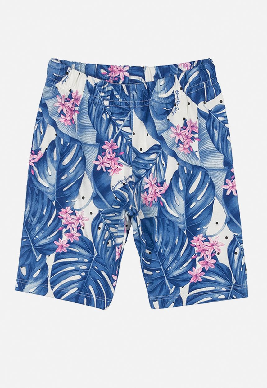 Quimby - Girls leaf tee & pants set - pink & blue