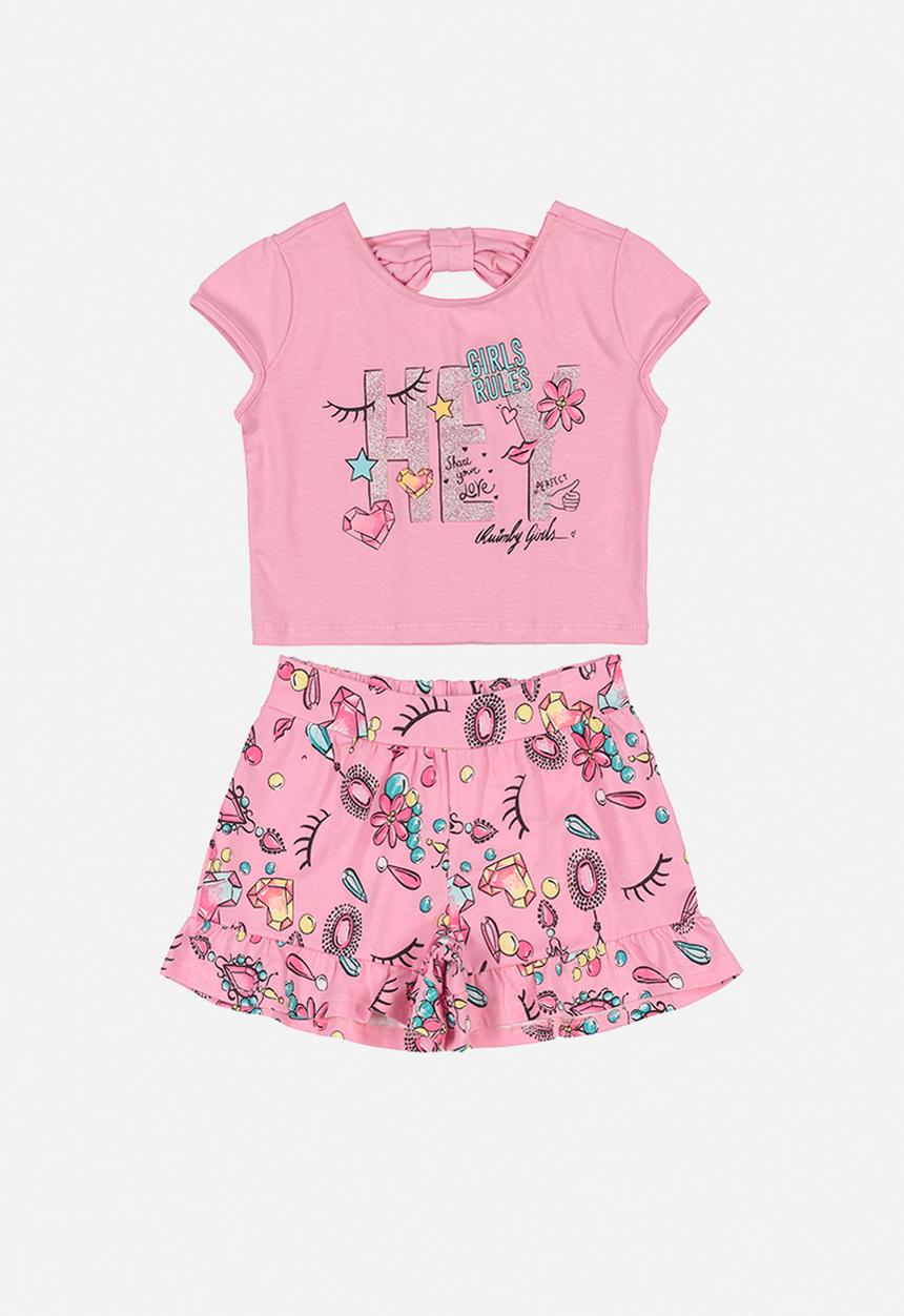 Quimby - Girls hey tee & shorts set - pink