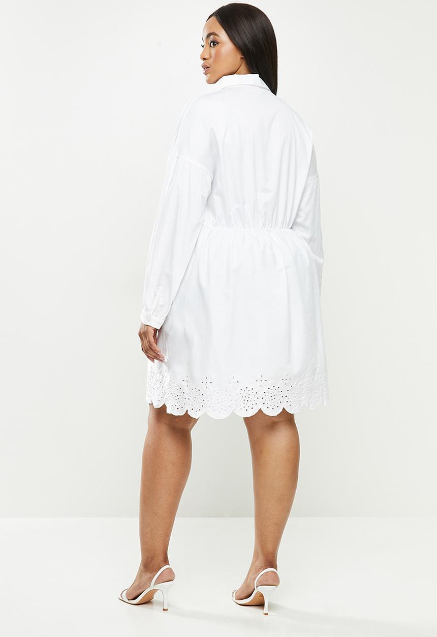 Glamorous - Plus anglaise shirt dress - white