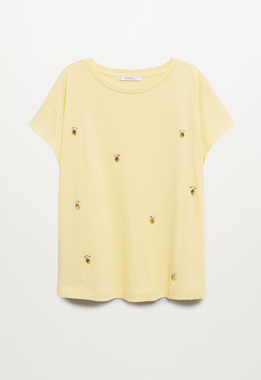 Violeta by Mango - Plus T-shirt easylux - light pastel yellow