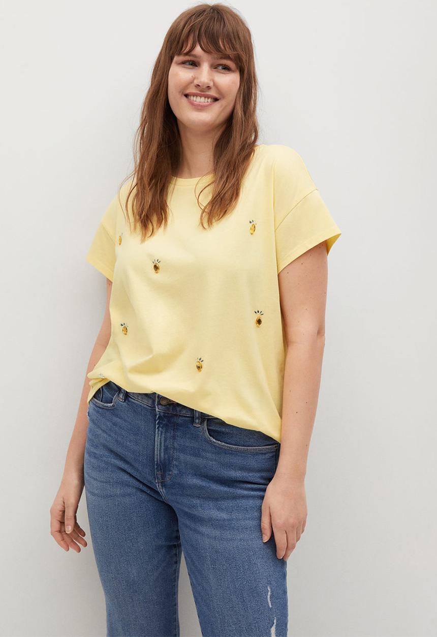 Violeta by Mango - Plus T-shirt easylux - light pastel yellow