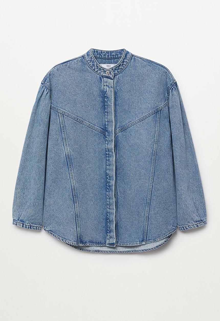 MANGO - Overshirt caramel - blue
