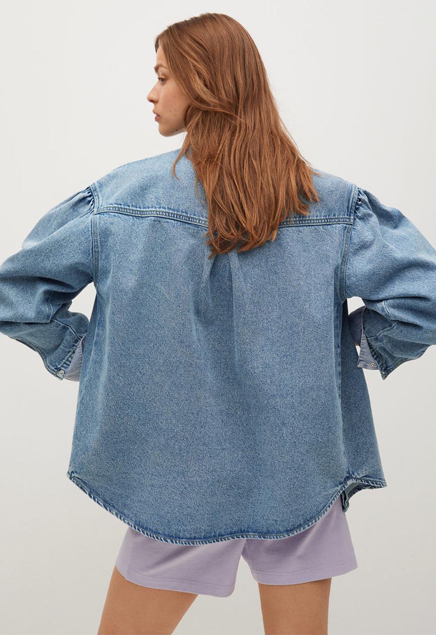 MANGO - Overshirt caramel - blue