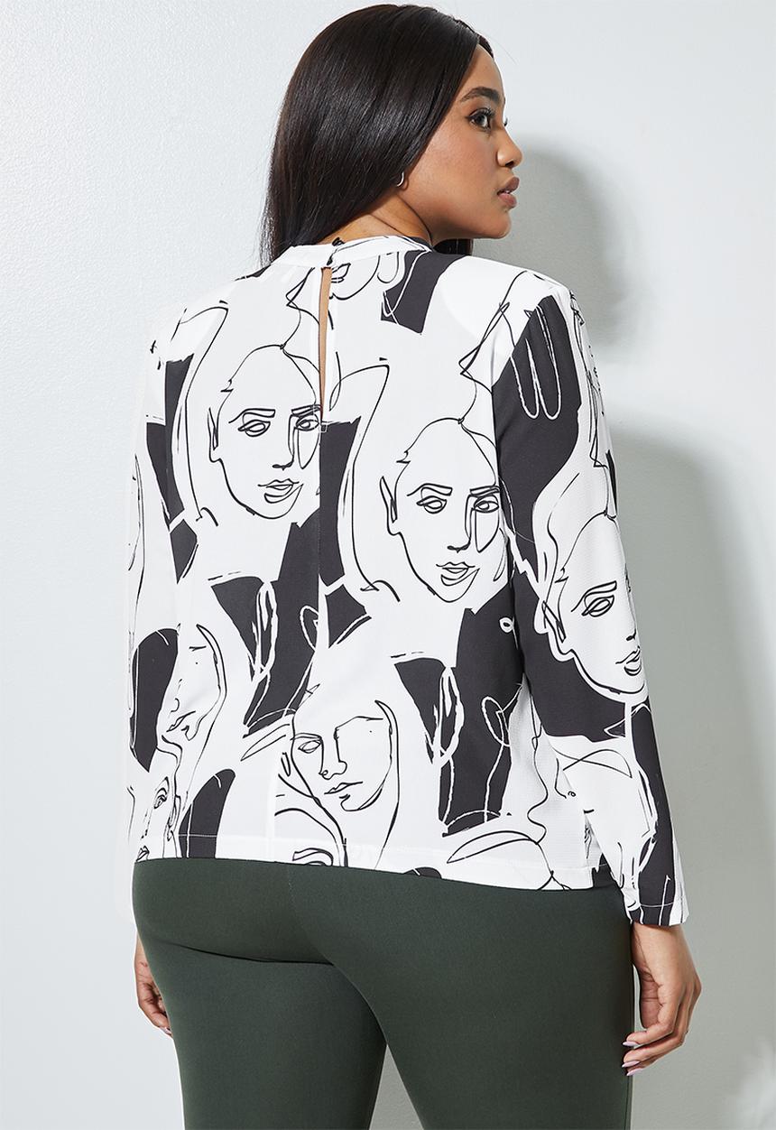 Superbalist - Hi neck shoulder pad shell blouse - white & black