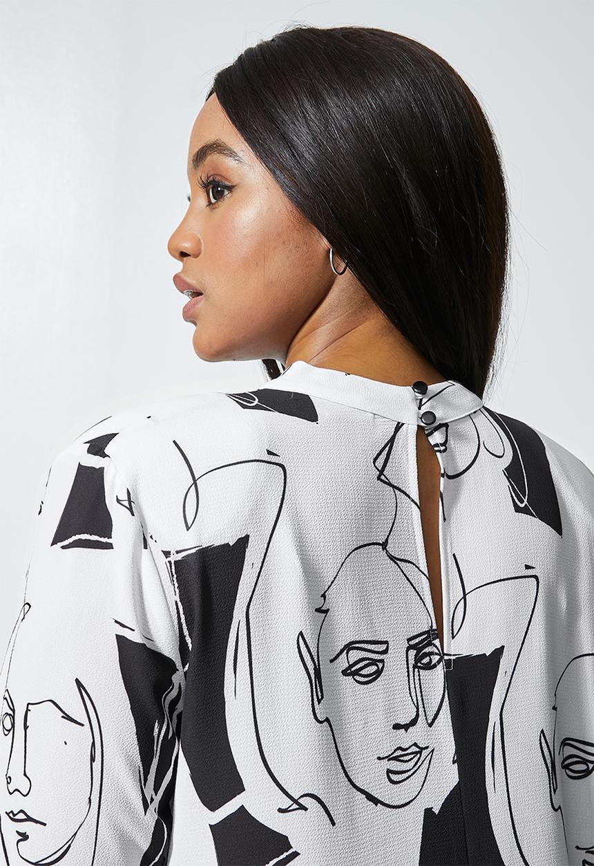 Superbalist - Hi neck shoulder pad shell blouse - white & black