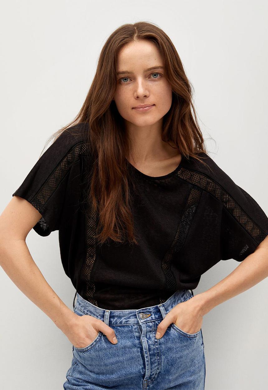 MANGO - T-shirt furni - black