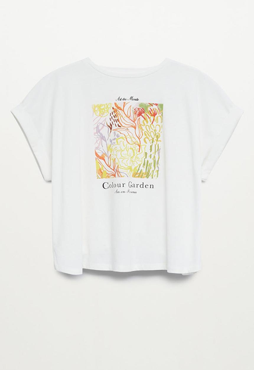 MANGO - T-shirt pstfold - off white 