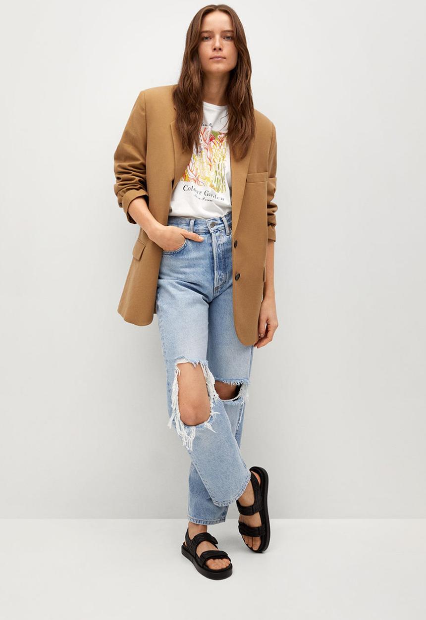 MANGO - T-shirt pstfold - off white 