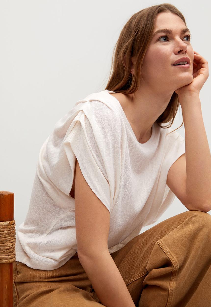 MANGO - T-shirt liga - off white 