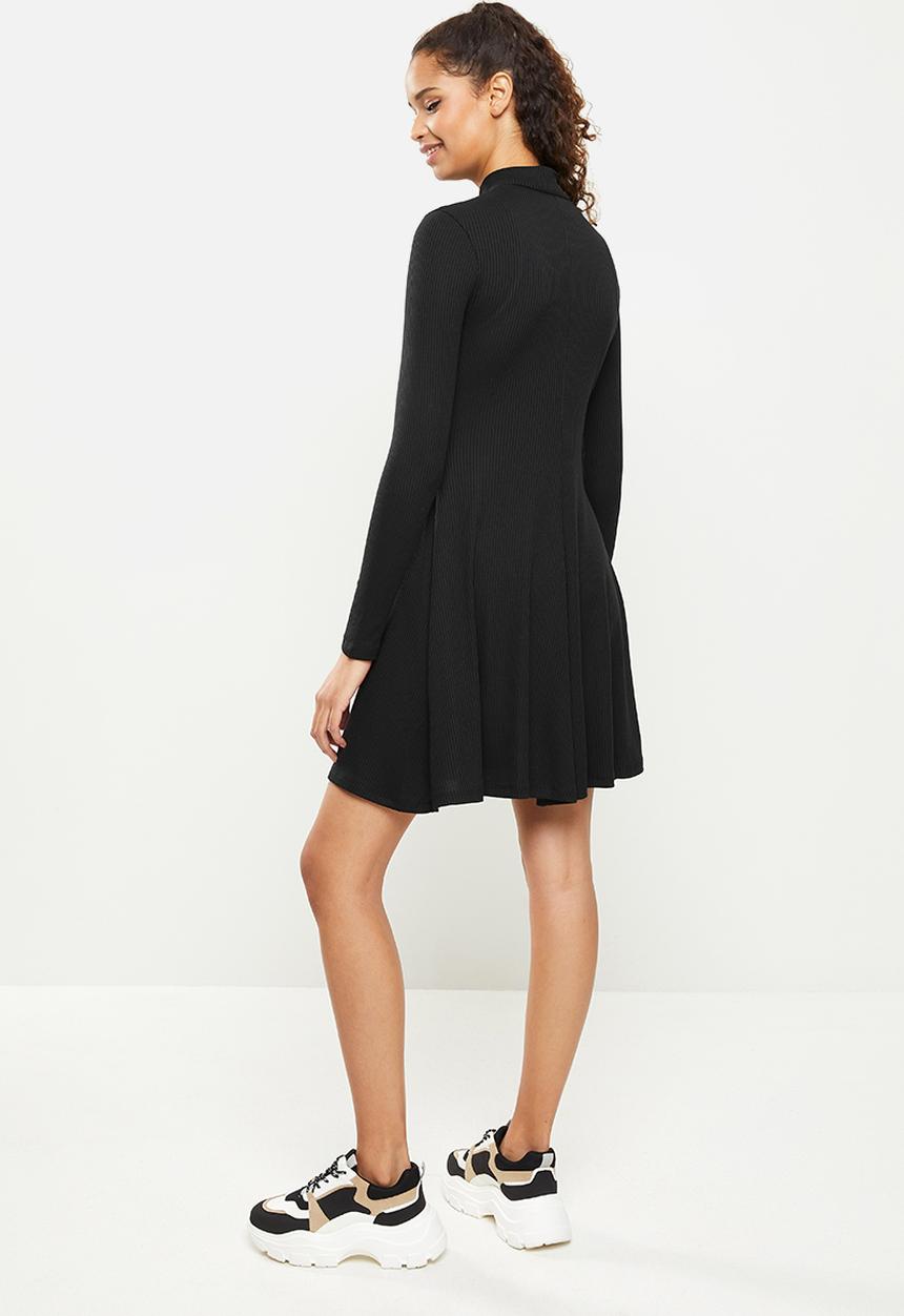 Blake - A-line zip up mini dress - black