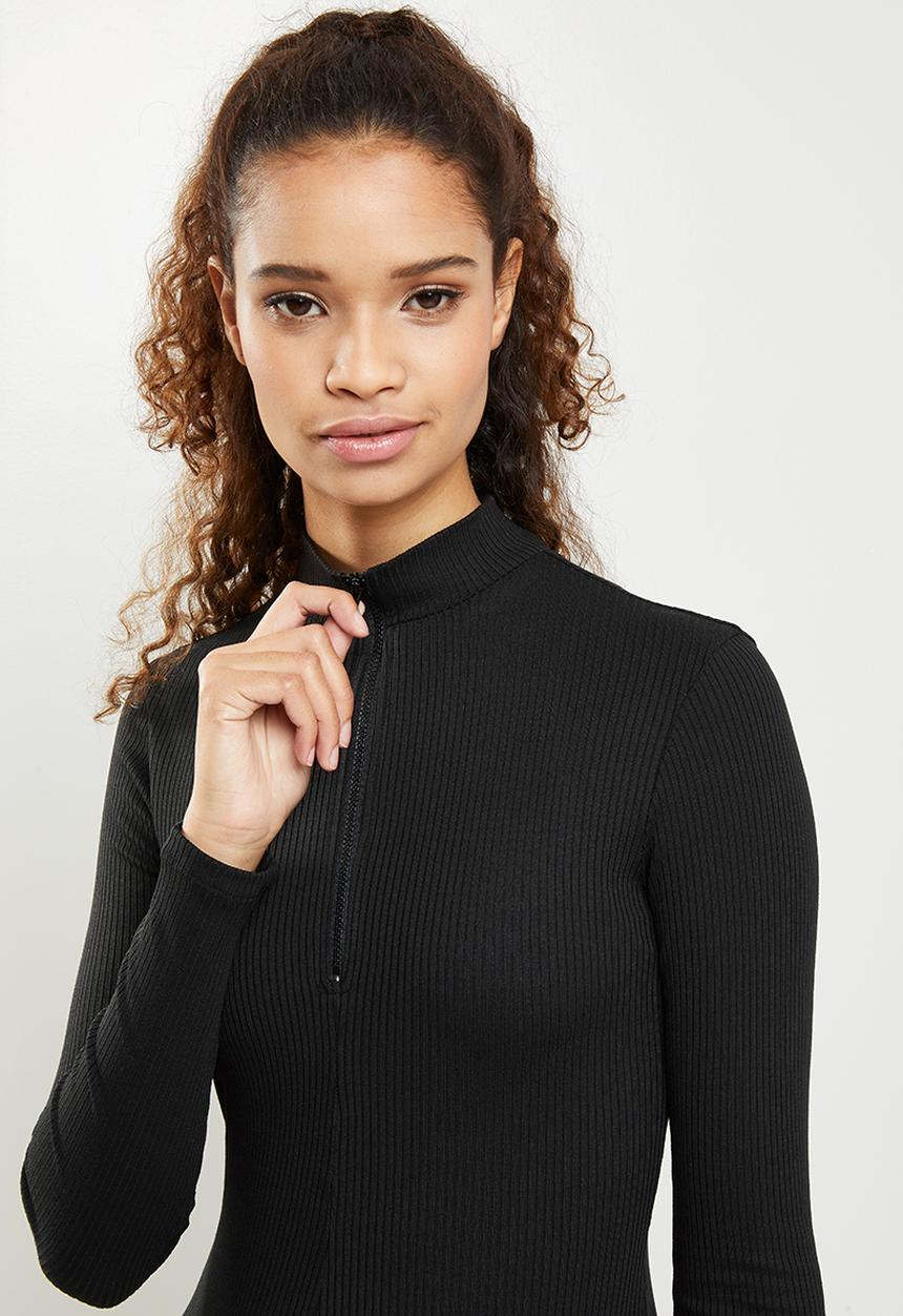 Blake - A-line zip up mini dress - black