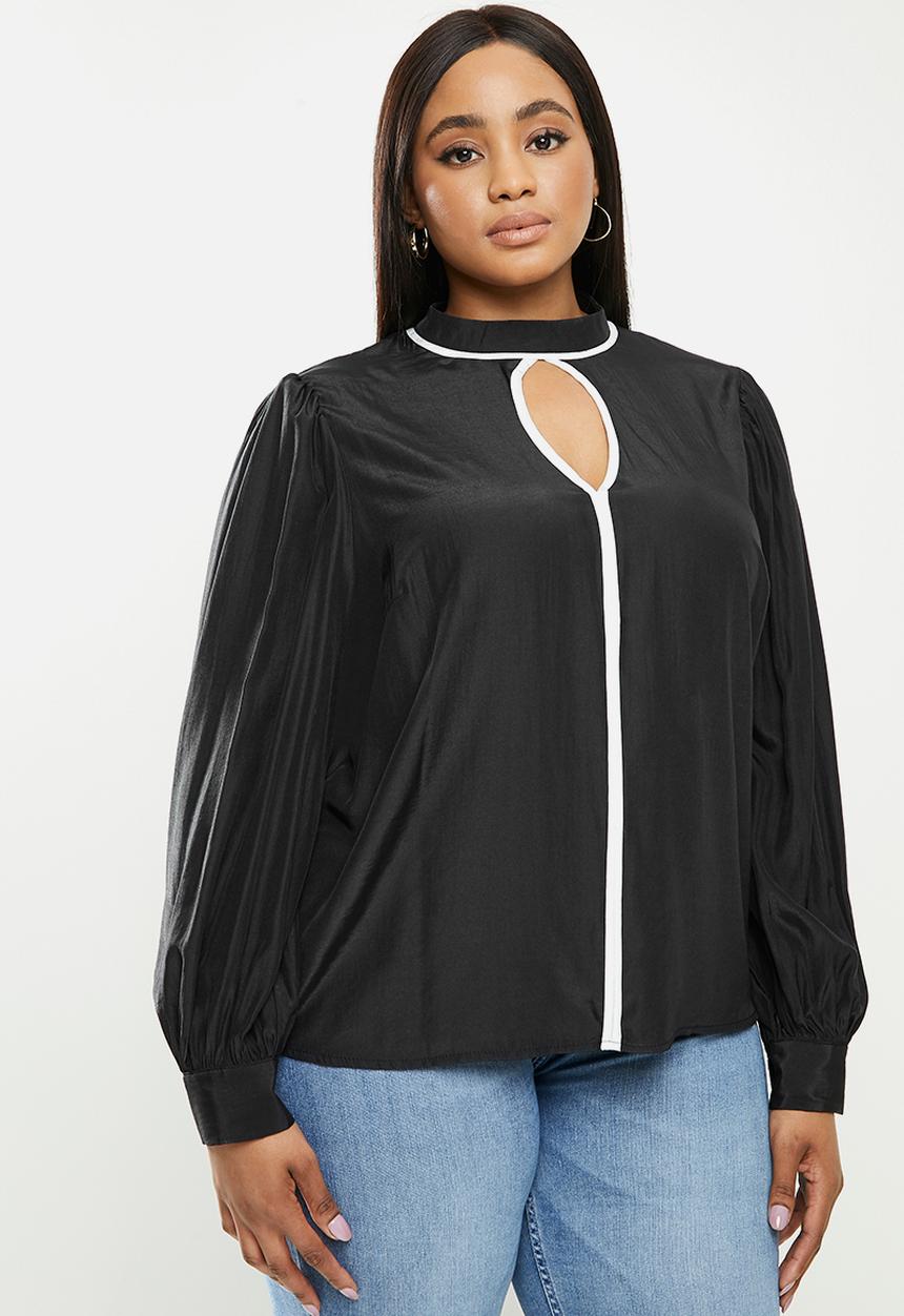 Glamorous - Plus blouse with tipping - black
