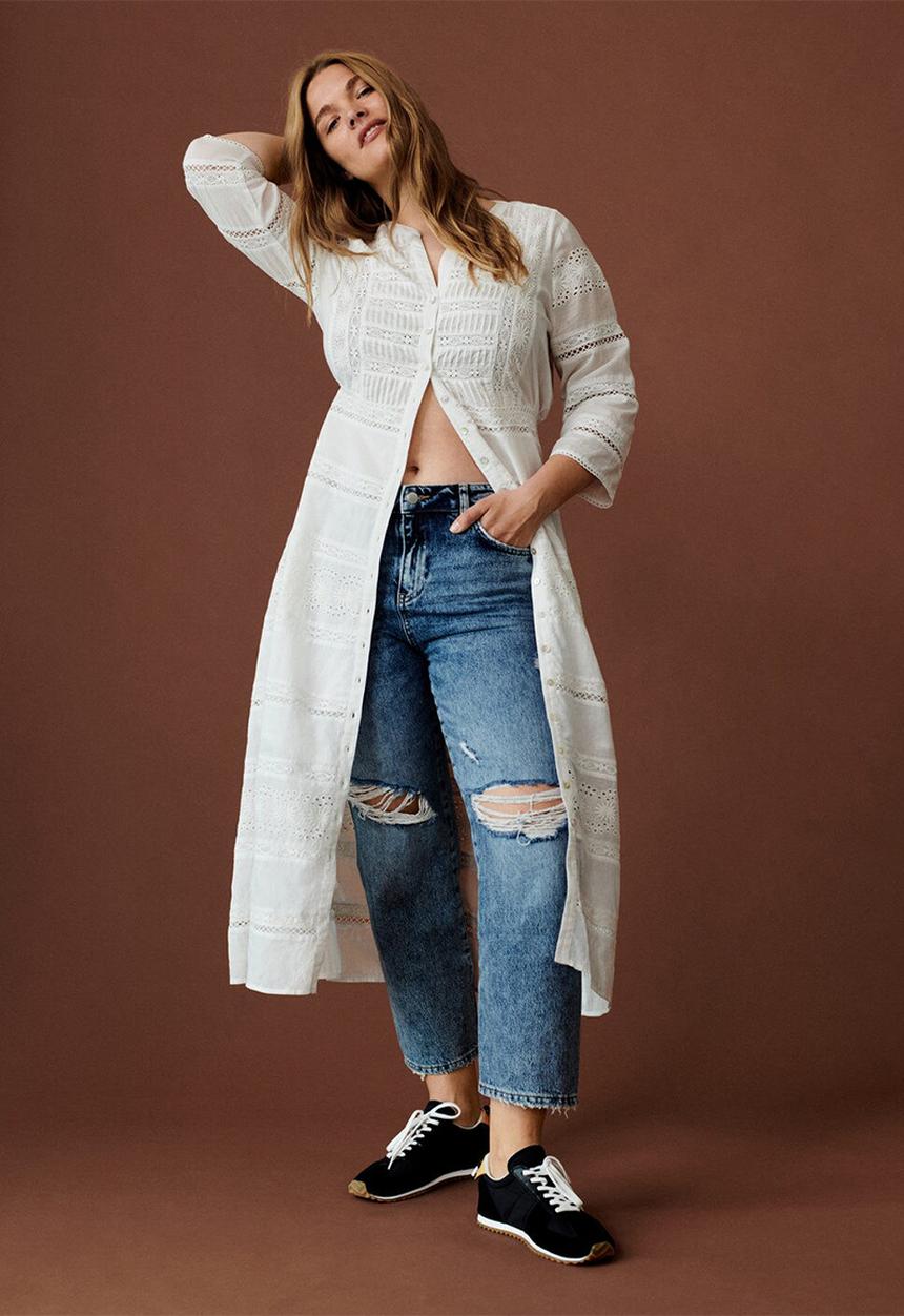 Violeta by Mango - Plus jeans rotos - blue