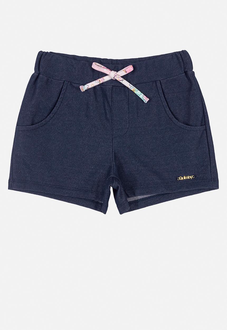 Quimby - Girls printed tee & sweatshorts set - pink & navy