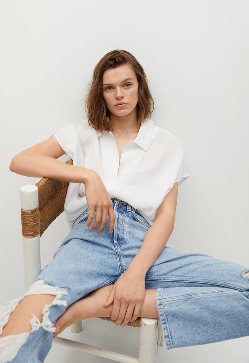 MANGO - Shirt jean - white