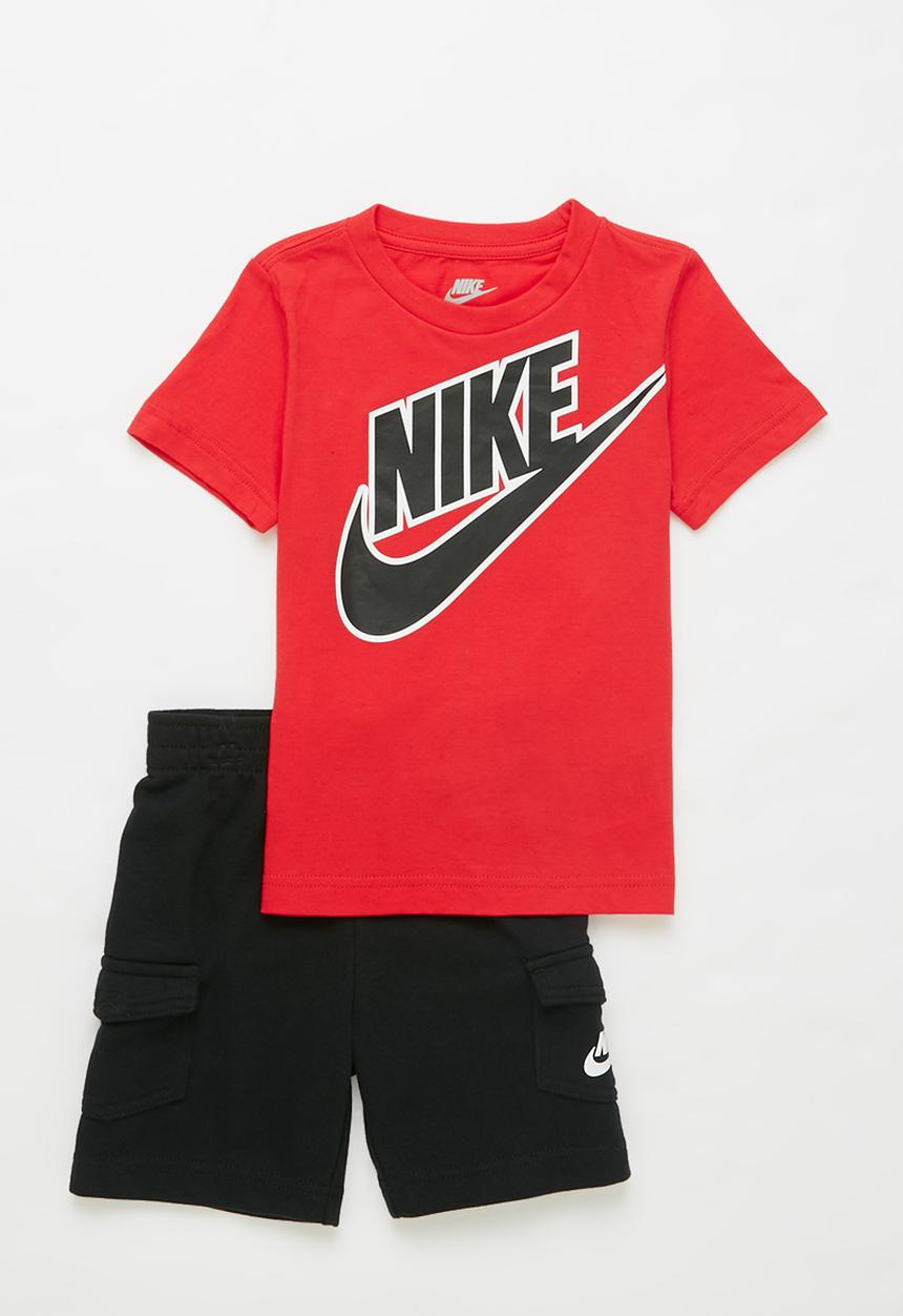 Nike - Nkb futura tee cargo short set - black & red